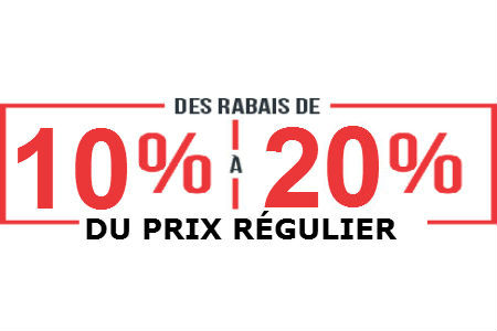 rabais 10% jusqu'au 20%